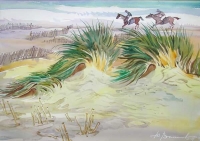 In dunes of Normandy, watercolour