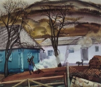 Smoke in the Kamenka, watercolour
