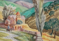 Pathway in Ardvi. Watercolor