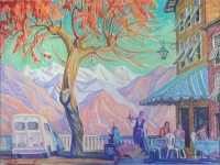 Cafe in Berre Les Alpes, pastel