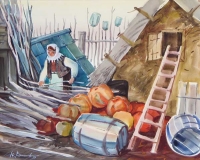 In the farmstead, watercolour