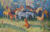 Horses in the Garden.