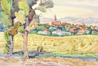 Filds in Malchin, watercolour