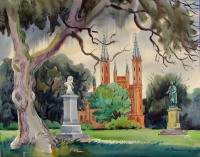 Park in Neustrelitz, watercolour