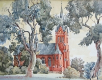 Kirha in Remplin, watercolour