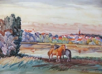 Evening in Penkun, watercolour